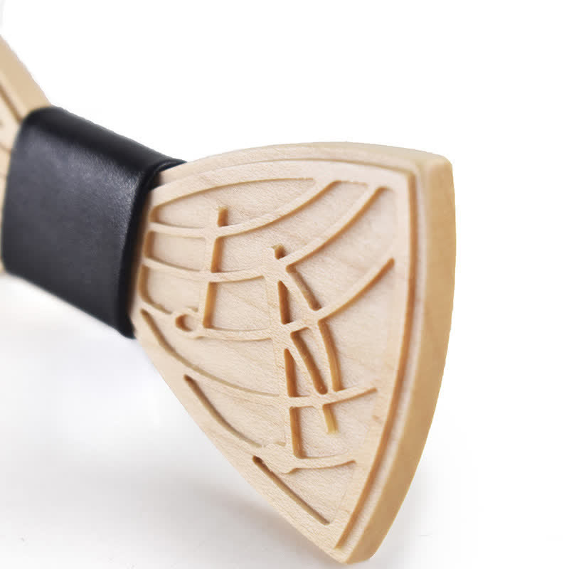 Papillon in legno con incisione musicale da uomo