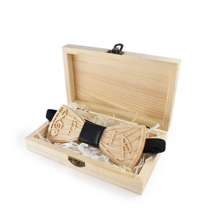 Papillon in legno con incisione musicale da uomo