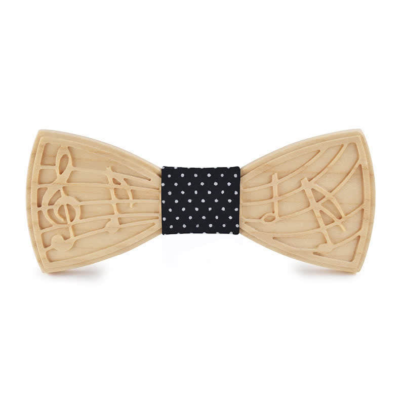 Papillon in legno con incisione musicale da uomo