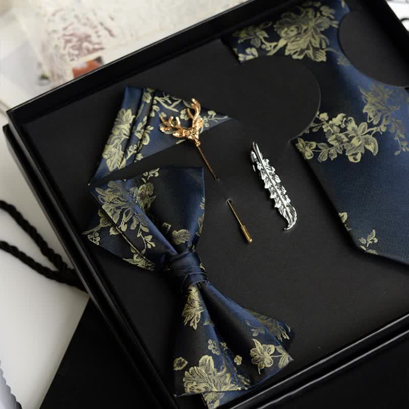 5 pezzi da uomo modello Iris moda matrimonio papillon scatola regalo