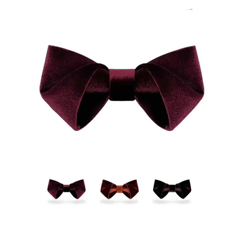 Papillon in velluto tinta unita rosso scuro da uomo