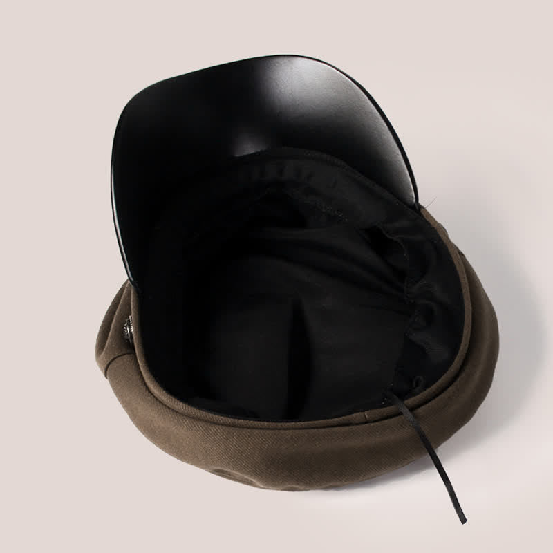 Cappello basco retrò in lana con visiera a becco d'anatra e ancora nautica
