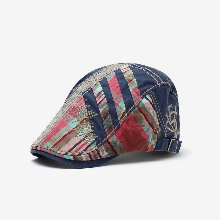 Cappello basco con fibbia regolabile in patchwork di cotone