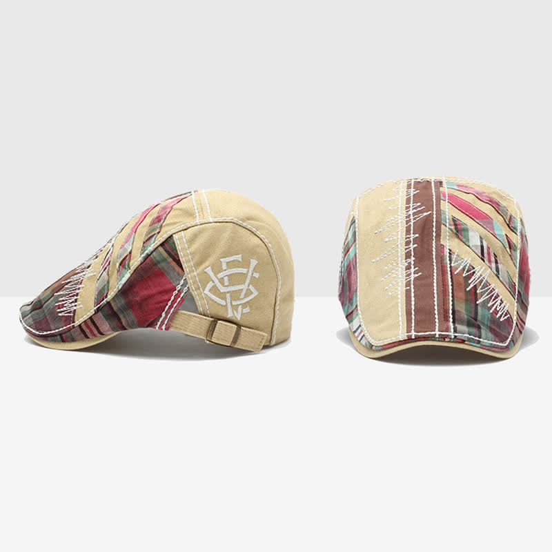 Cappello basco con fibbia regolabile in patchwork di cotone