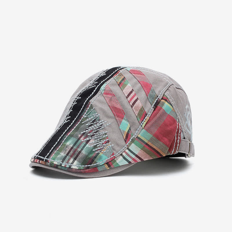 Cappello basco con fibbia regolabile in patchwork di cotone