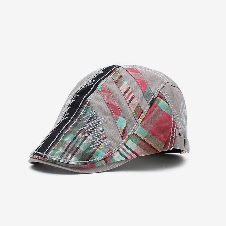 Cappello basco con fibbia regolabile in patchwork di cotone