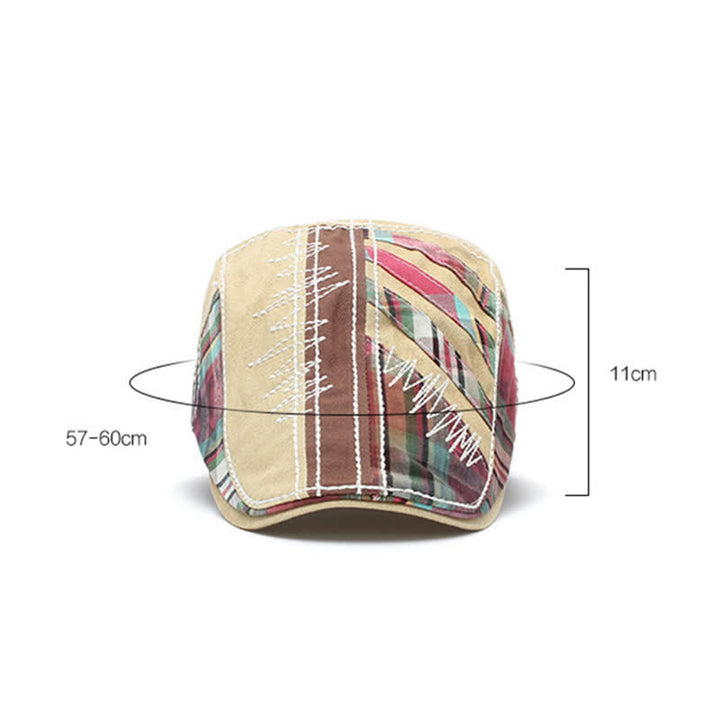 Cappello basco con fibbia regolabile in patchwork di cotone