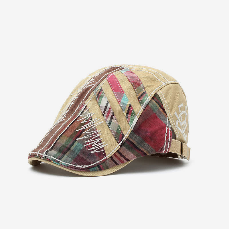 Cappello basco con fibbia regolabile in patchwork di cotone