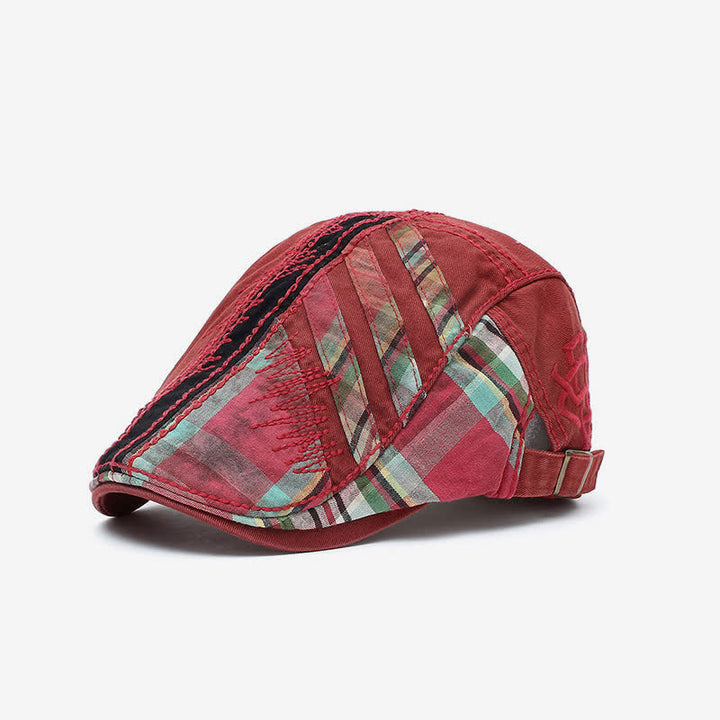 Cappello basco con fibbia regolabile in patchwork di cotone