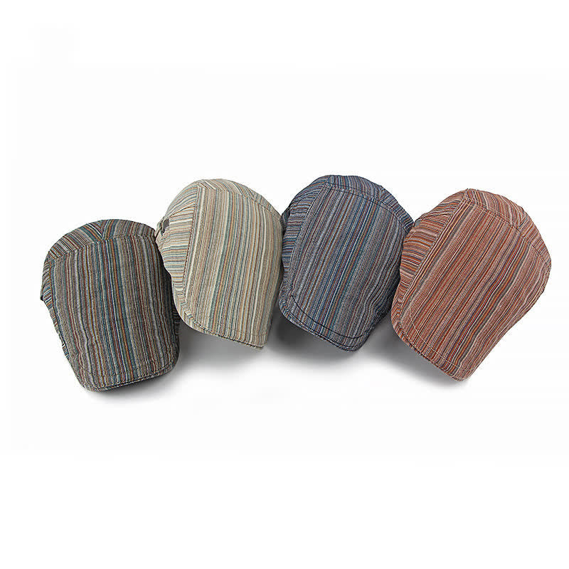Cappello basco casual con fibbia regolabile a righe retrò