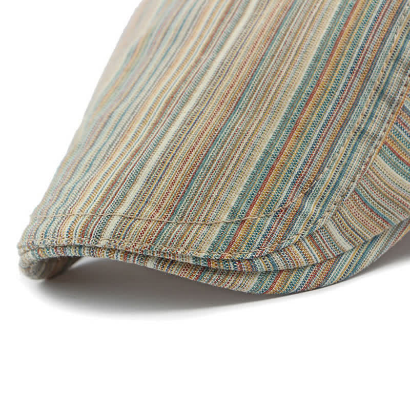Cappello basco casual con fibbia regolabile a righe retrò