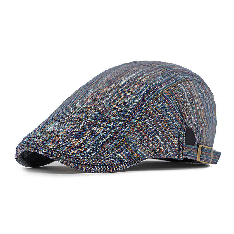 Cappello basco casual con fibbia regolabile a righe retrò