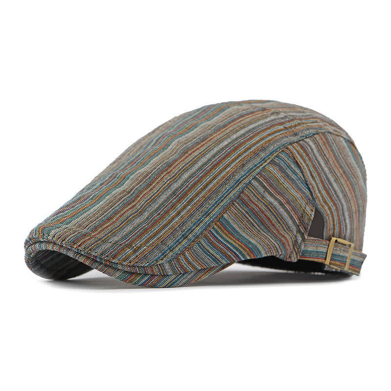 Cappello basco casual con fibbia regolabile a righe retrò
