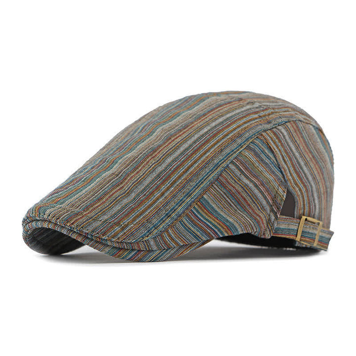 Cappello basco casual con fibbia regolabile a righe retrò