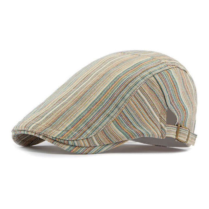 Cappello basco casual con fibbia regolabile a righe retrò