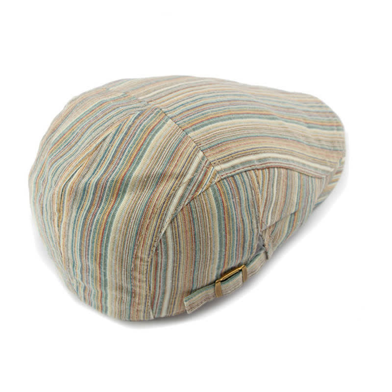 Cappello basco casual con fibbia regolabile a righe retrò