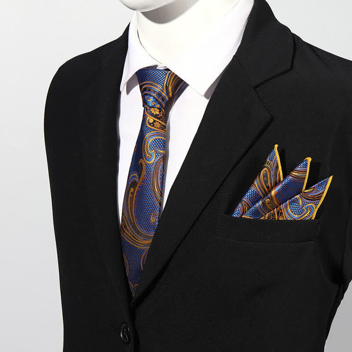 Set di 2 cravatte da taschino con motivo Paisley di lusso da uomo