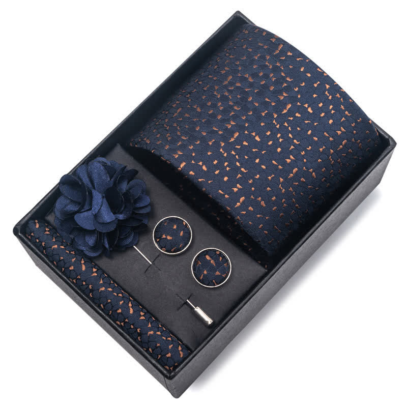 Set di 4 cravatte da uomo con motivo jacquard blu navy