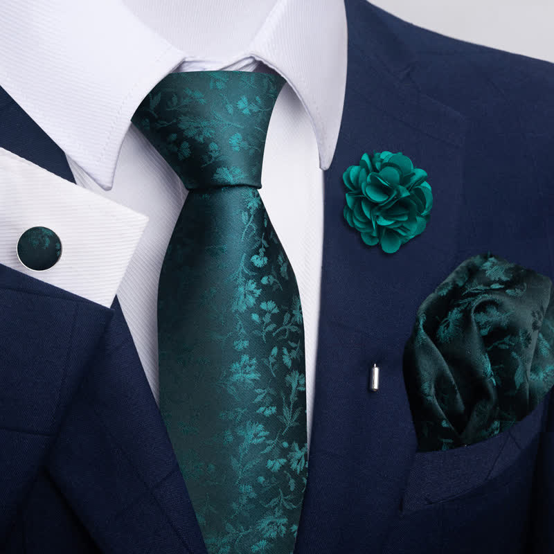 Set di 4 cravatte da uomo della serie Gentle Dark Green
