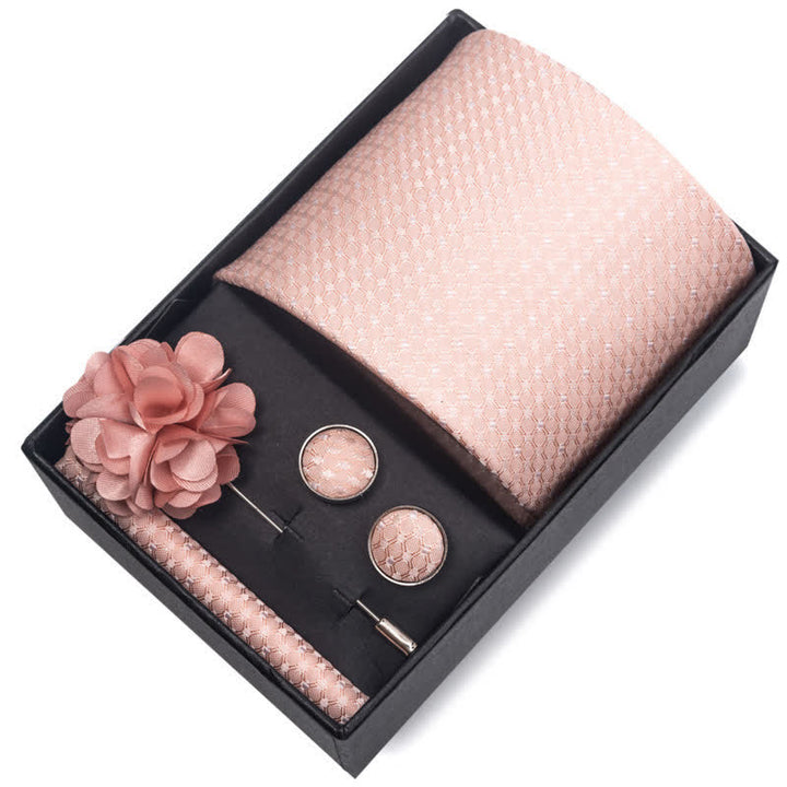 Set di 4 gemelli da taschino e cravatta da uomo con fantasia