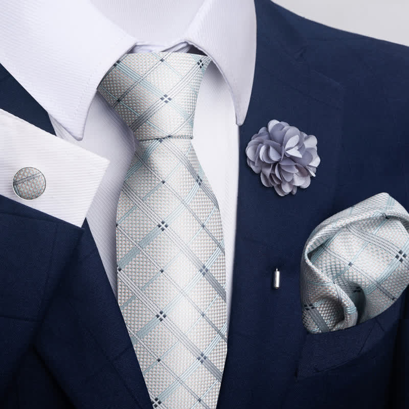 Set di 4 cravatte da uomo della serie Modern Silver Grey