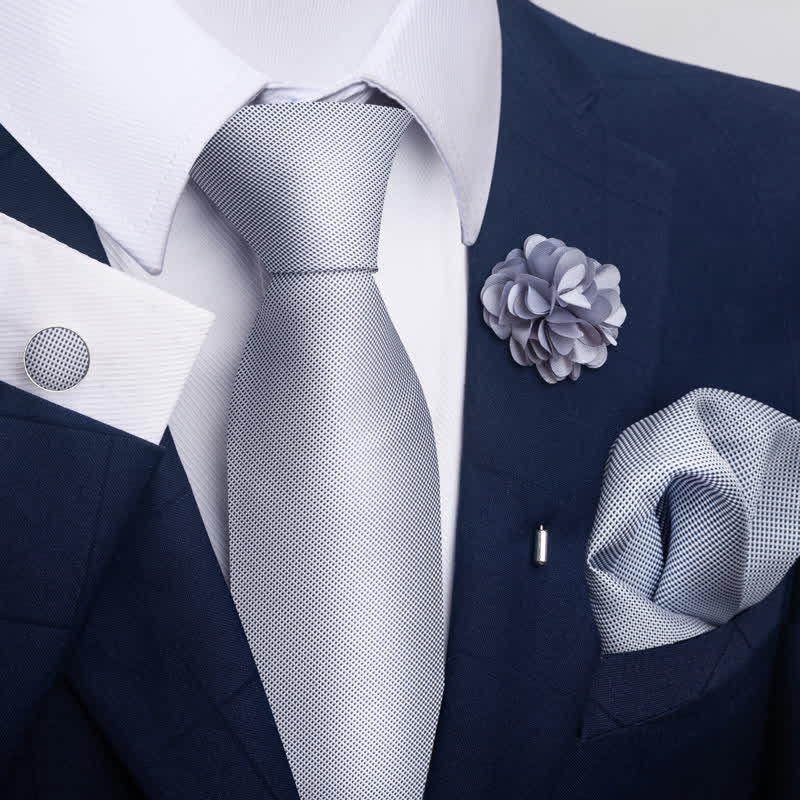 Set di 4 cravatte da uomo della serie Modern Silver Grey