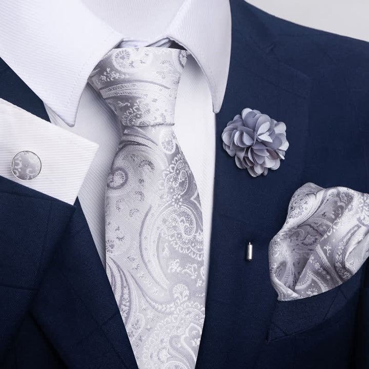Set di 4 cravatte da uomo della serie Modern Silver Grey