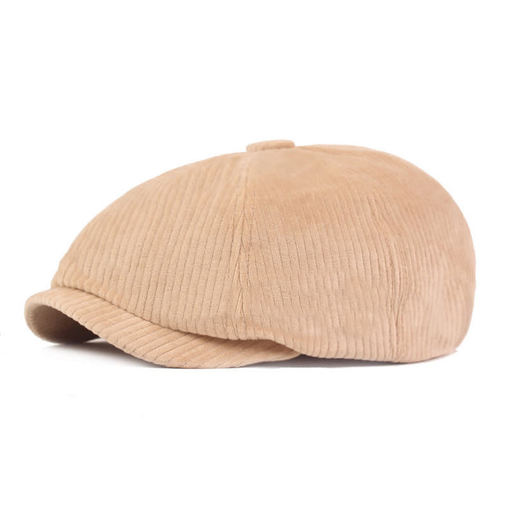 Cappello basco a righe in velluto a coste con visiera corta