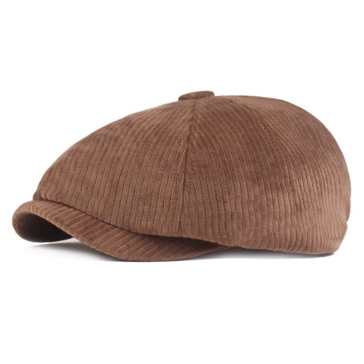 Cappello basco a righe in velluto a coste con visiera corta
