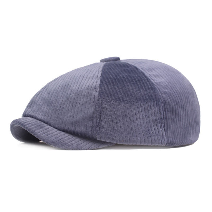 Cappello basco a righe in velluto a coste con visiera corta