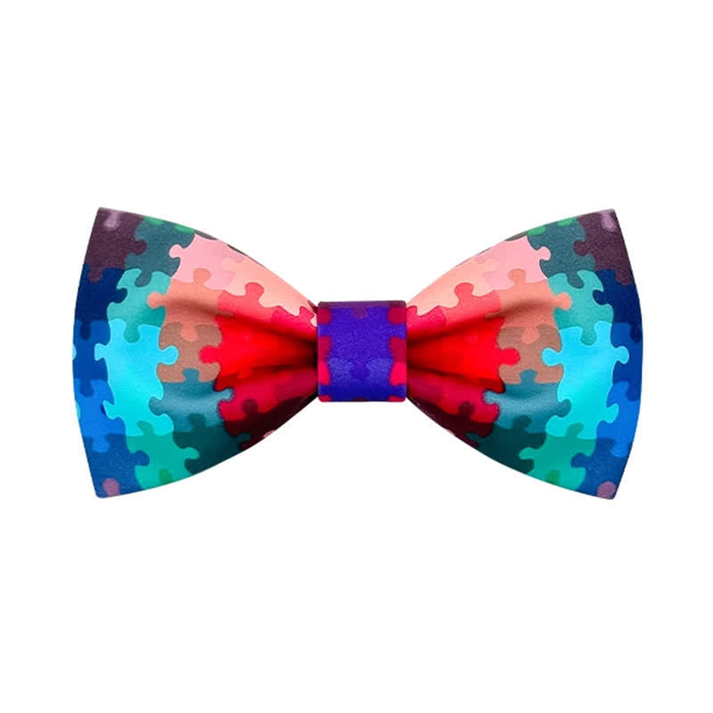 Papillon con stampa puzzle multicolore da uomo
