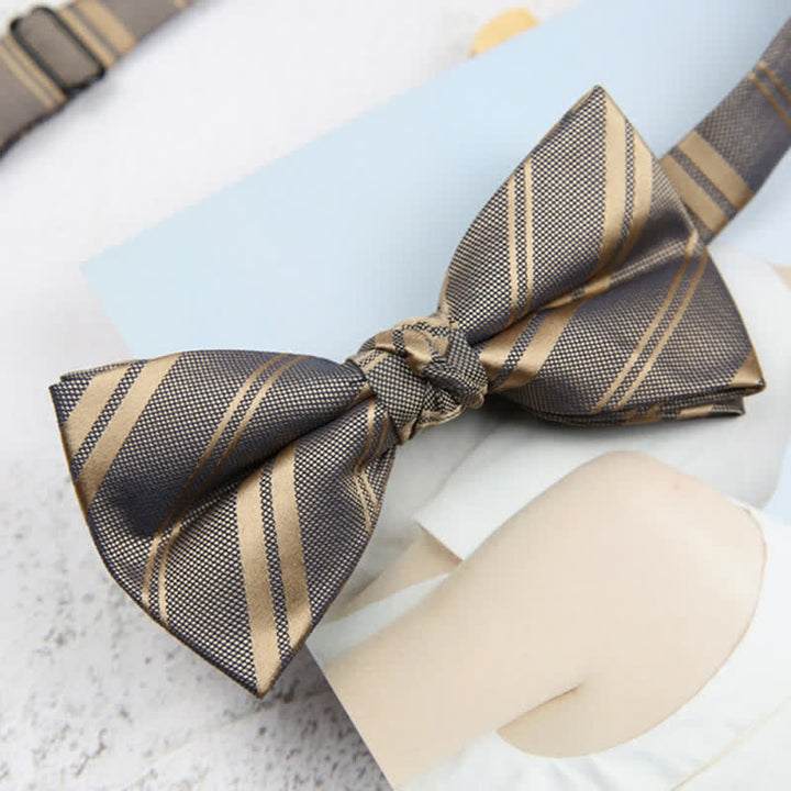 Papillon classico da uomo a righe diagonali color cachi scuro