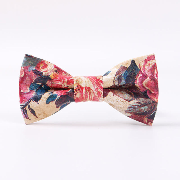Papillon in pelle floreale elegante da uomo