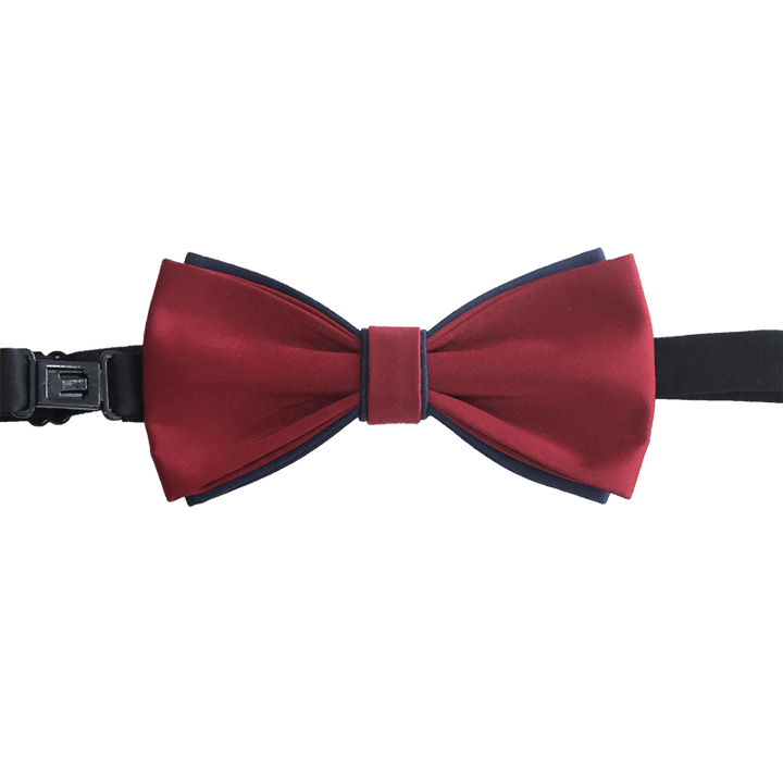 Papillon da uomo a doppio strato, blu navy e bordeaux, bicolore