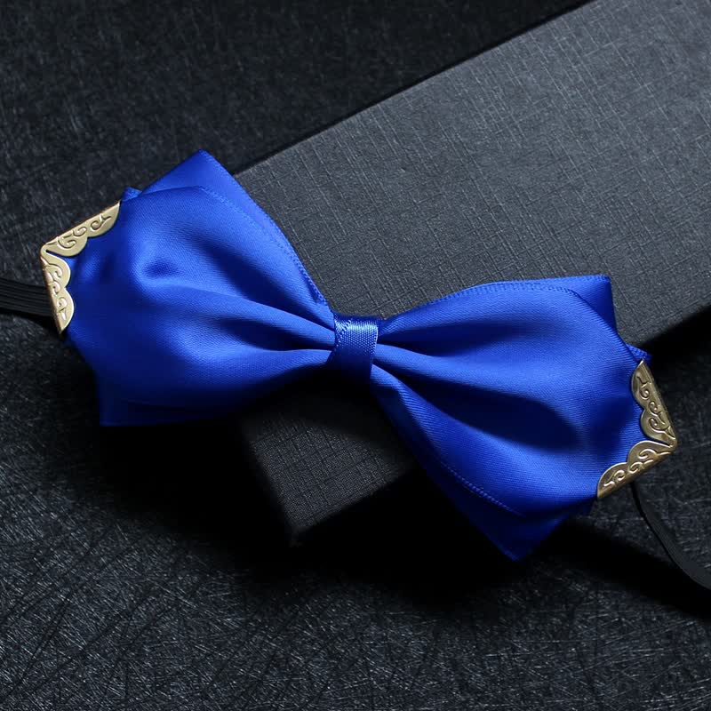 Papillon classico da uomo con punta dorata tinta unita