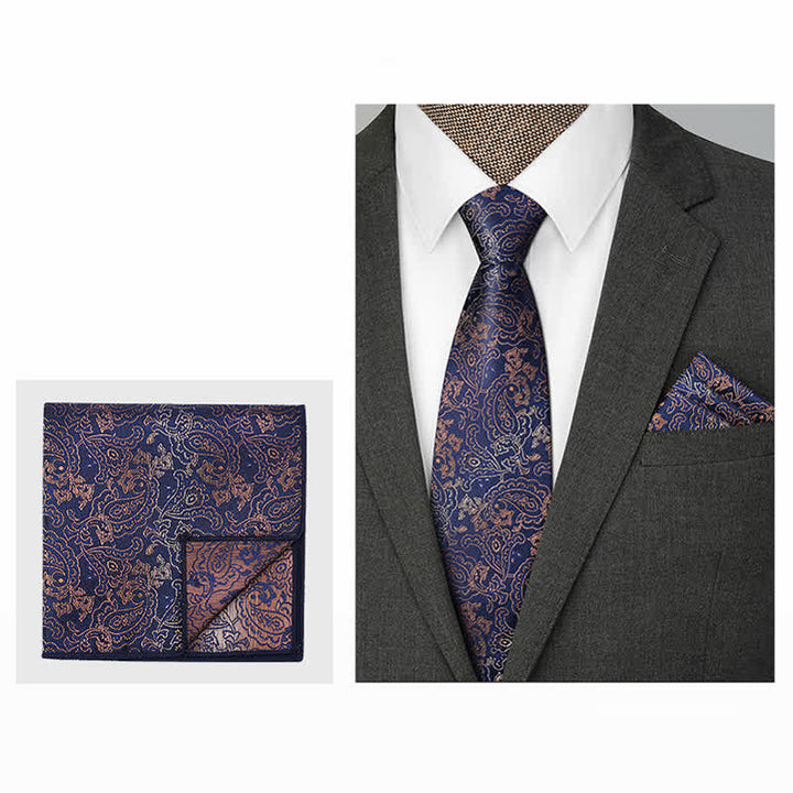 Set di 3 cravatte da uomo con motivo Paisley BowTie serie marrone