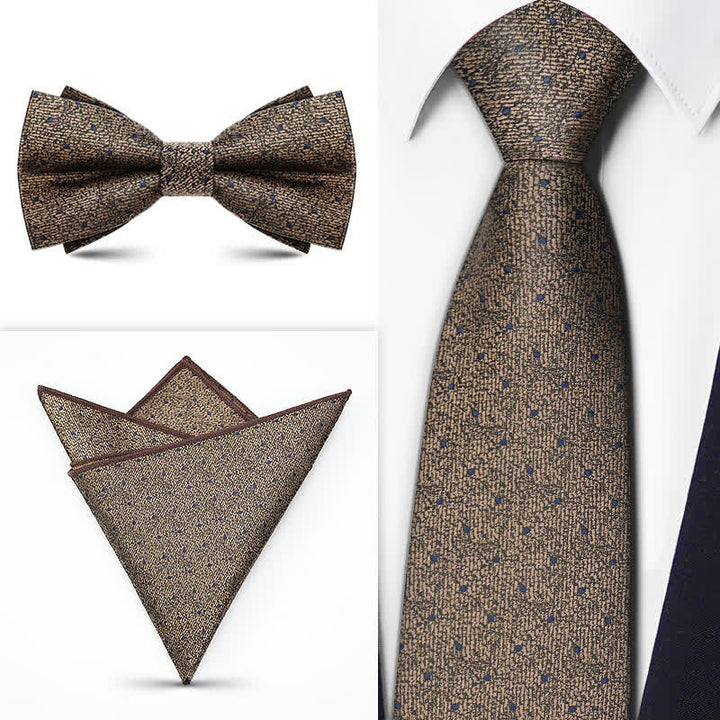 Set di 3 cravatte da uomo con motivo Paisley BowTie serie marrone
