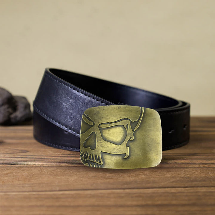 Cintura in pelle con fibbia a forma di teschio in bronzo goffrato fai da te da uomo