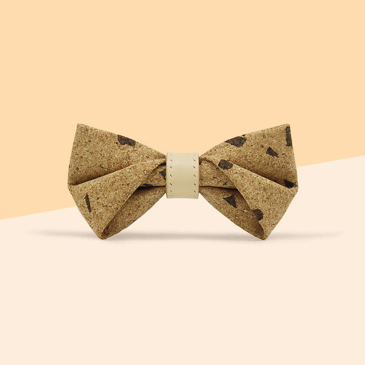 Papillon in pelle con stampa legno naturale da uomo