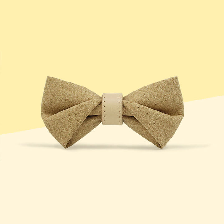 Papillon in pelle con stampa legno naturale da uomo