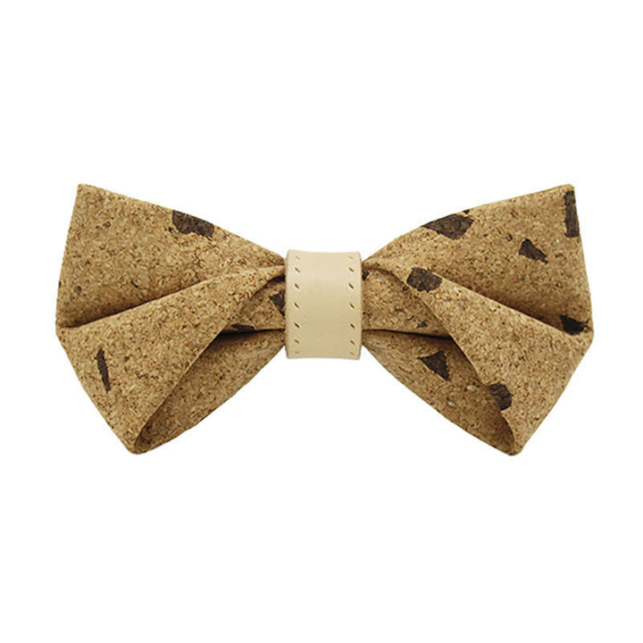 Papillon in pelle con stampa legno naturale da uomo