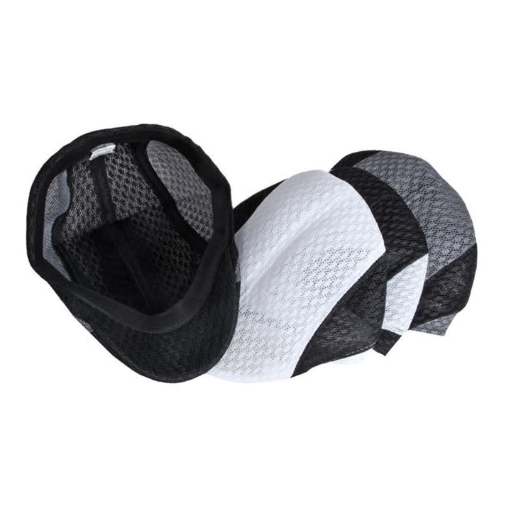 Cappello basco piatto estivo nero bianco in maglia traforata