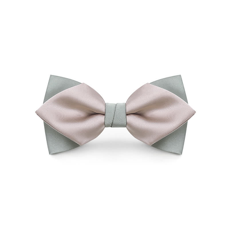 Papillon da uomo a doppio strato, colore chiaro, per matrimonio