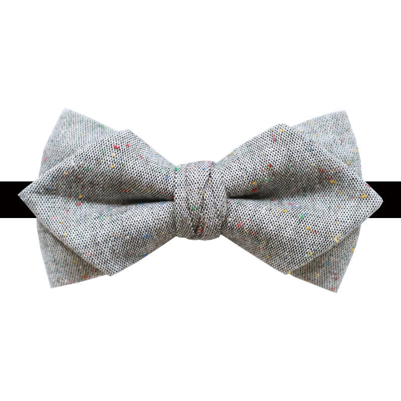 Papillon in lino con pois colorati, colore grigio da uomo