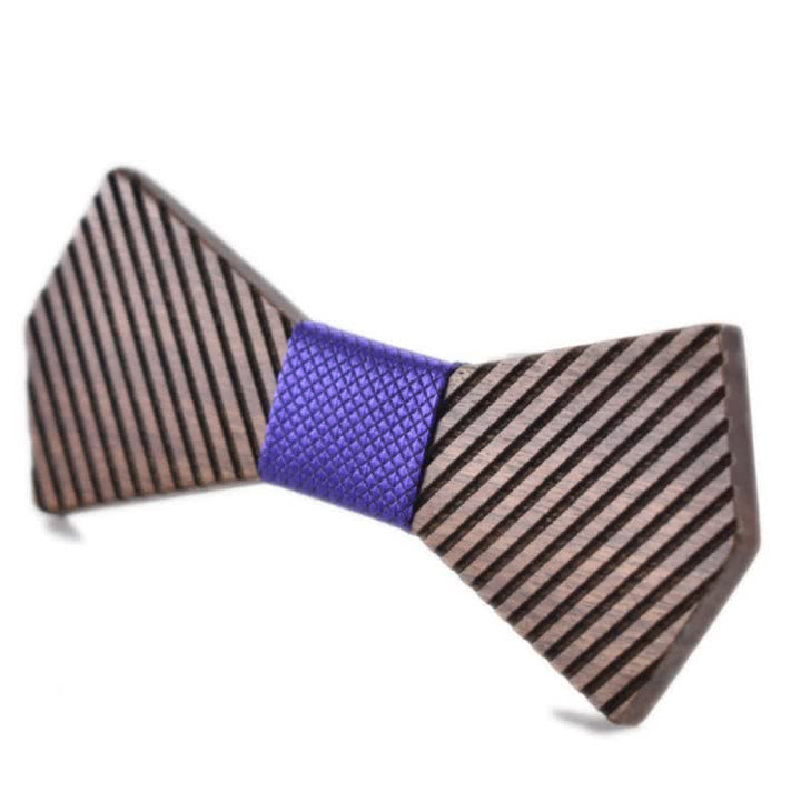 Papillon in legno a righe eleganti da uomo in noce nero