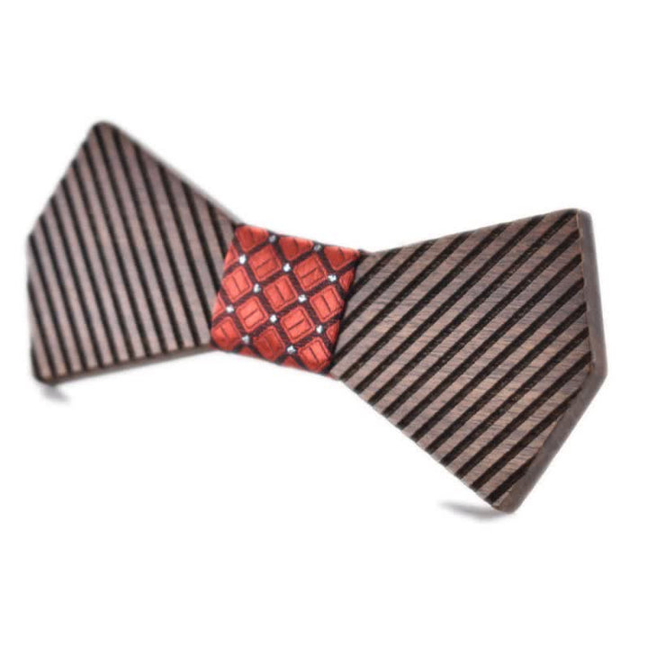 Papillon in legno a righe eleganti da uomo in noce nero