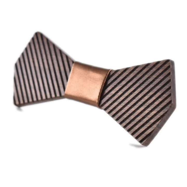Papillon in legno a righe eleganti da uomo in noce nero