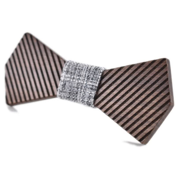 Papillon in legno a righe eleganti da uomo in noce nero