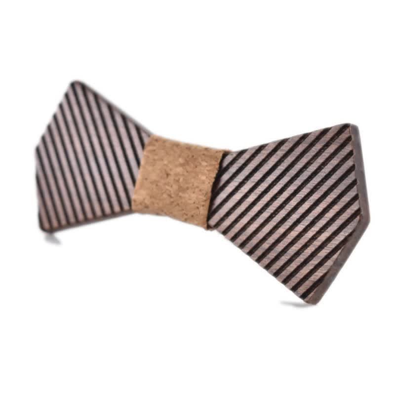 Papillon in legno a righe eleganti da uomo in noce nero