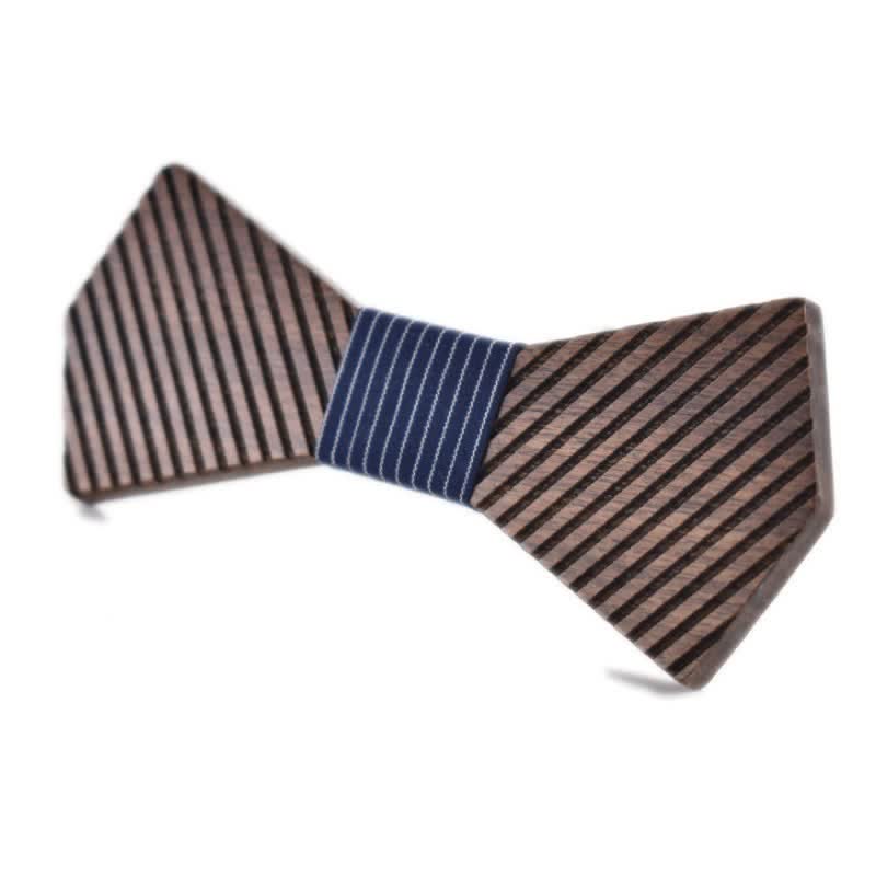 Papillon in legno a righe eleganti da uomo in noce nero